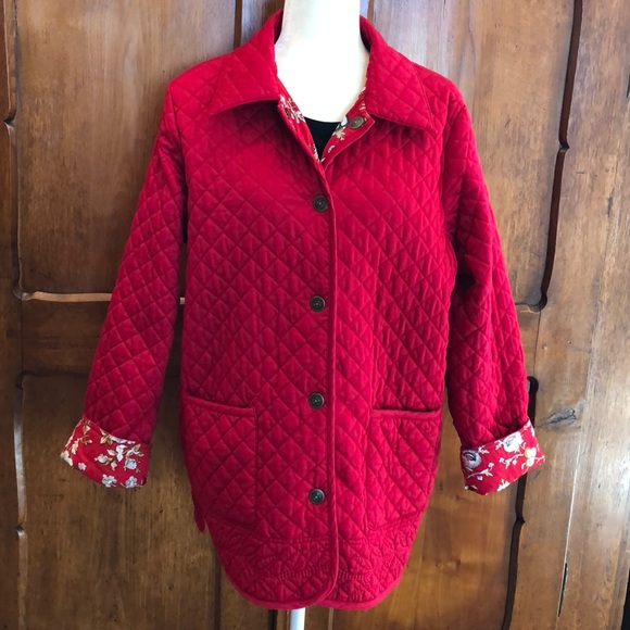 Denim&Co Jackets & Blazers - ♥️ NWOT Beautiful True Red Reversible Quilted Coat